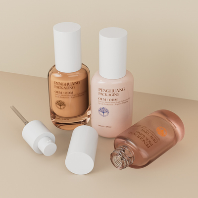 Transparent Foundation Glass Bottle 30ml 1oz Wholesale Empty Foundation Bottles with cap