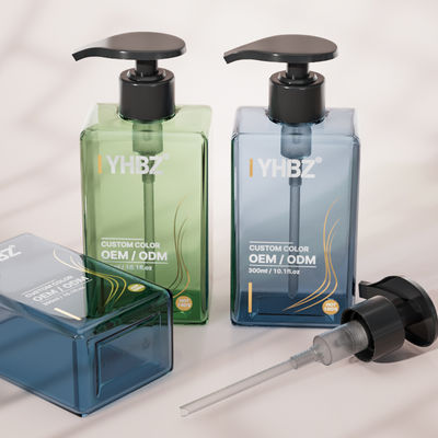 300ml Square PET Plastic Pump Bottle for Liquid Soap and Shampoo with Screw-on Cap