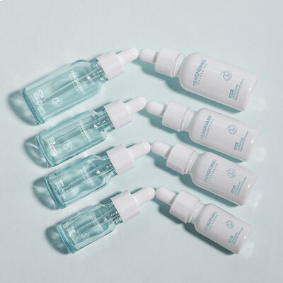 قطرة زيت الزجاجية الزجاجة الزجاجية شعار الحاوية الناعمة المخصصة المصممة للزيوت الأساسية والمصلات والتطبيقات التجميلية