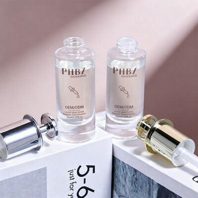 Cylinder Serum Dropper Bottles Featuring Glass Collar Material Custom Color Variants Ideal for Skincare Product Packaging