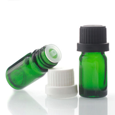 Cosmetic Liquid Small Green Glass Bottle 5ml Essential Oil Bottles With Dropper