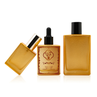 زجاجات قطارة المصل الذهبي من Lucury Glass ، عبوات زيت العطر ، شعار مخصص ، 50 مل ، 100 مل ، 120 مل
