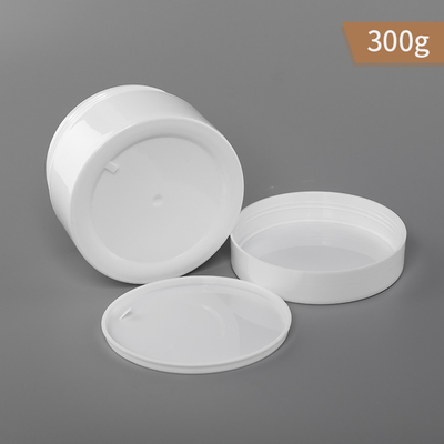 300g PP جرة بلاستيكية واحدة الجدار جرة بيضاء اللون وغطاء مع حشية PP