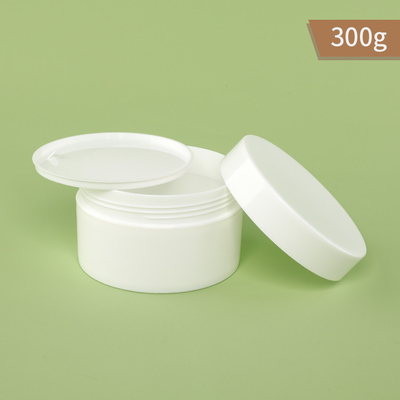 300g PP جرة بلاستيكية واحدة الجدار جرة بيضاء اللون وغطاء مع حشية PP