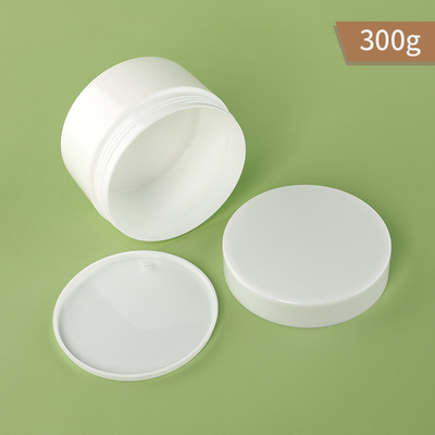 300g PP جرة بلاستيكية واحدة الجدار جرة بيضاء اللون وغطاء مع حشية PP
