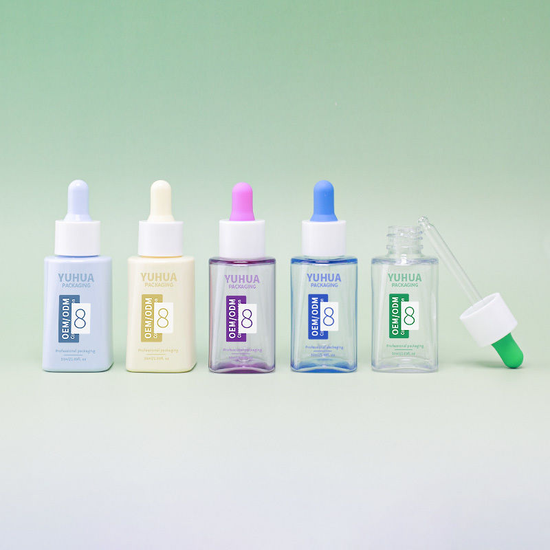 طباعة شعار زجاجات قطارة مصل PET سعة 50 مل للزيوت العطرية والعناية بالبشرة