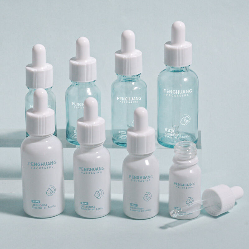 قطرة زيت الزجاجية الزجاجة الزجاجية شعار الحاوية الناعمة المخصصة المصممة للزيوت الأساسية والمصلات والتطبيقات التجميلية