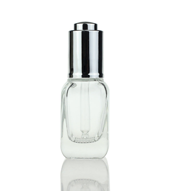 Cosmetic Packaging 30ml Rectangle Square Clear Glass Serum Dropper Bottle  Makeup Container S028B