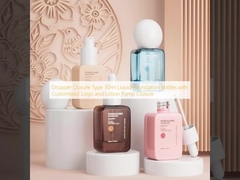 زجاجات كريم أساس سائل 30 مل مع قطارة، مع شعار مخصص وغطاء مضخة لوشن